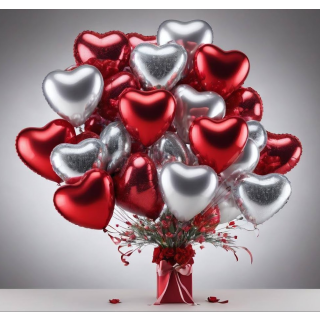 Valentine Foil Heart Balloon Bouquet