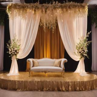 Gold and White Floral Backdrop