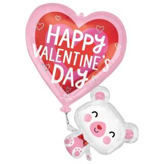 Valentine Heart and Bear Balloon